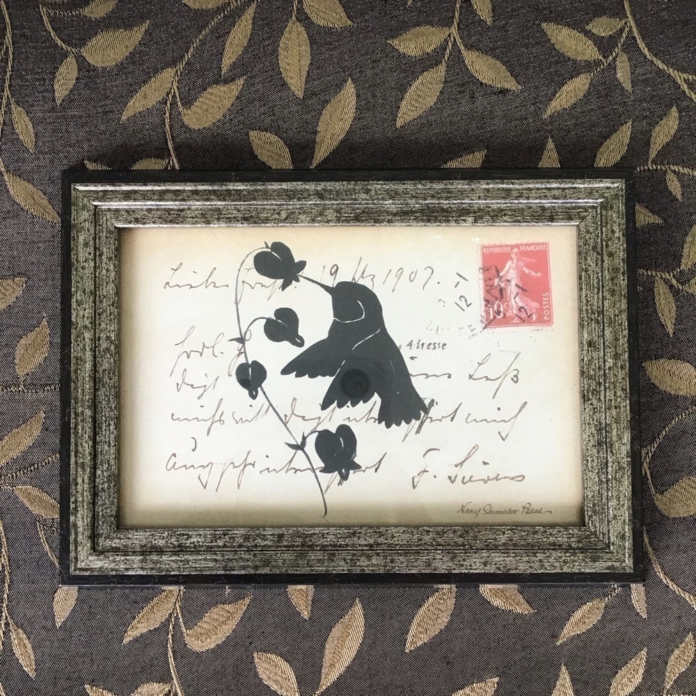 Hummingbird Silhouette Post Card Picture Nancy Shumaker Pallan Art Brown 16x18” - Picture 3 of 8